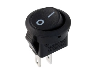 kolébkový spínač do panelu 1pól,O-I,kulatý,černý