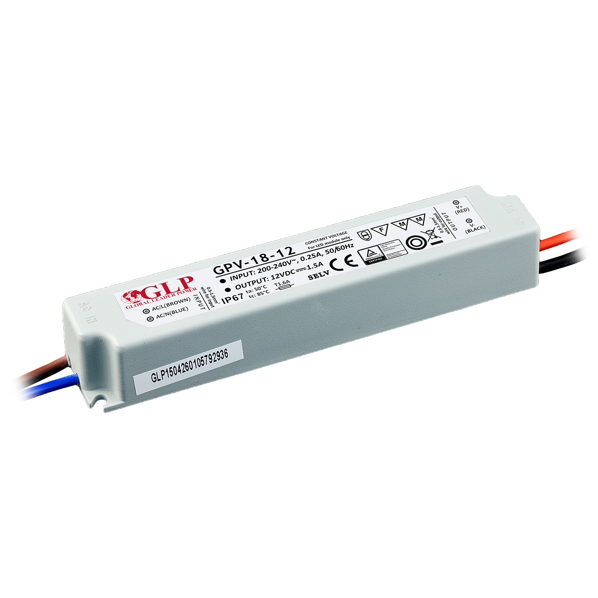 Napájecí zdroj GPV-18-12, 12V/1,5A, IP67, GLP