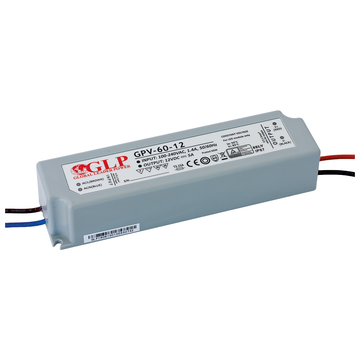Napájecí zdroj GPV-60-12, 12V/5A, IP67, GLP