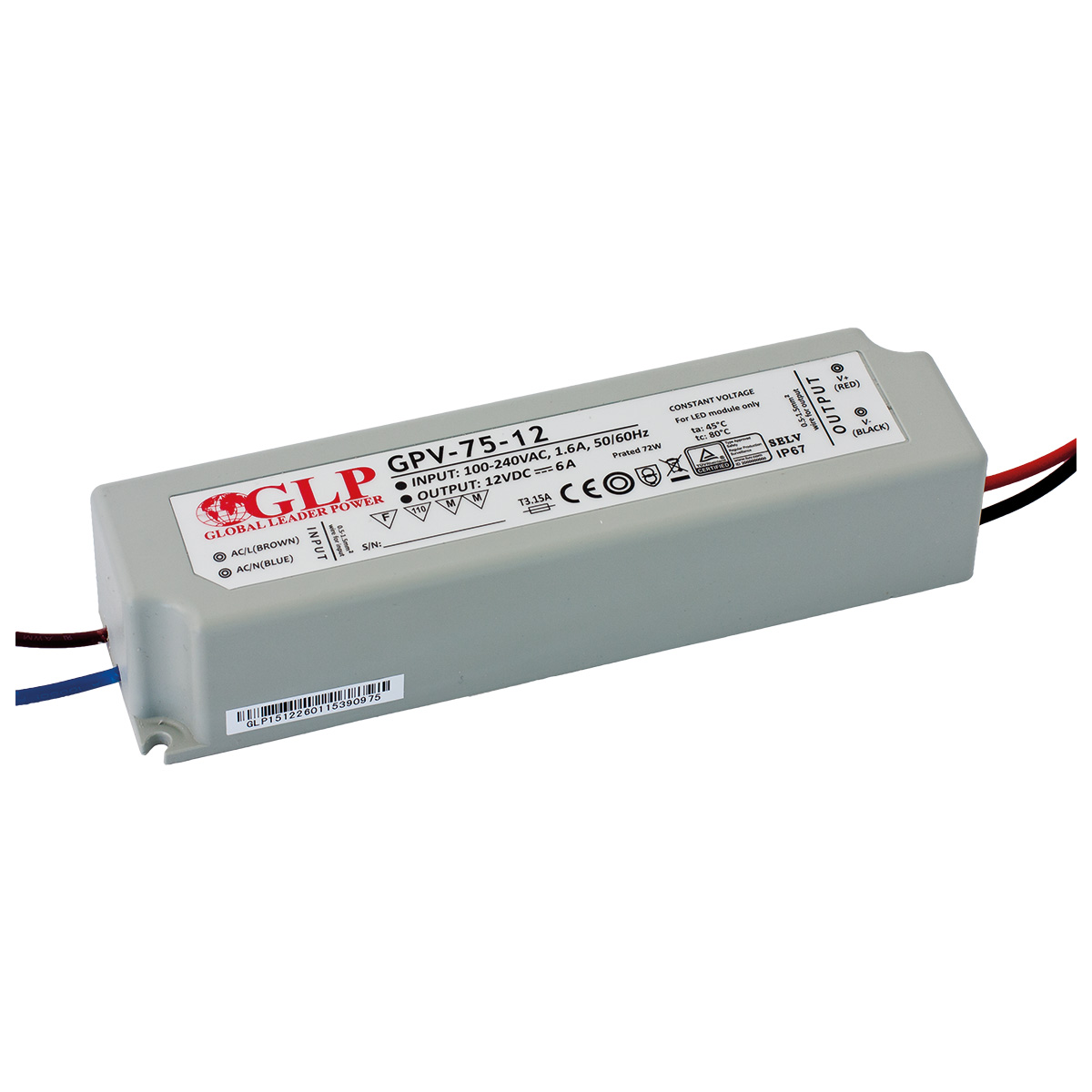 Napájecí zdroj GPV-75-12, 12V/6A, IP67, GLP