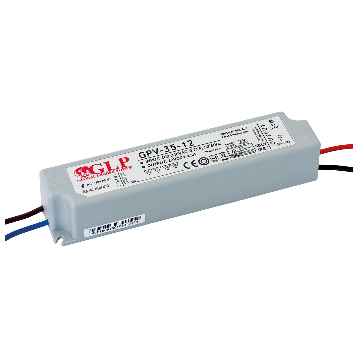 Napájecí zdroj GPVP-35-12, 12V/3A, IP67, GLP