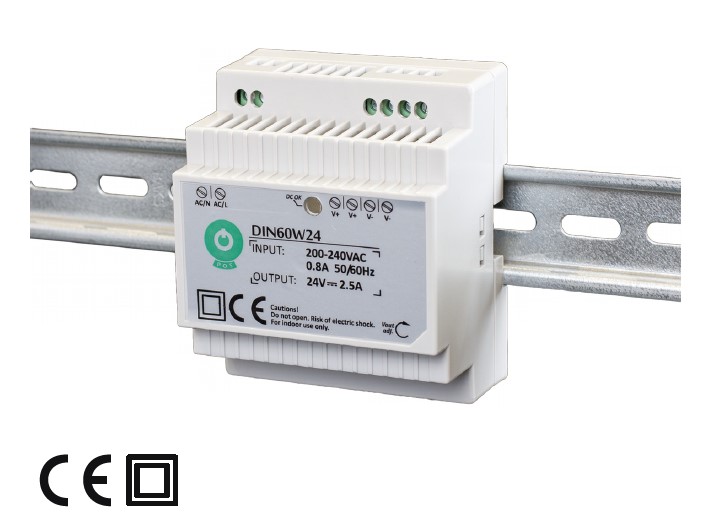 Napájecí zdroj na DIN lištu 60W 12V/5A, POS