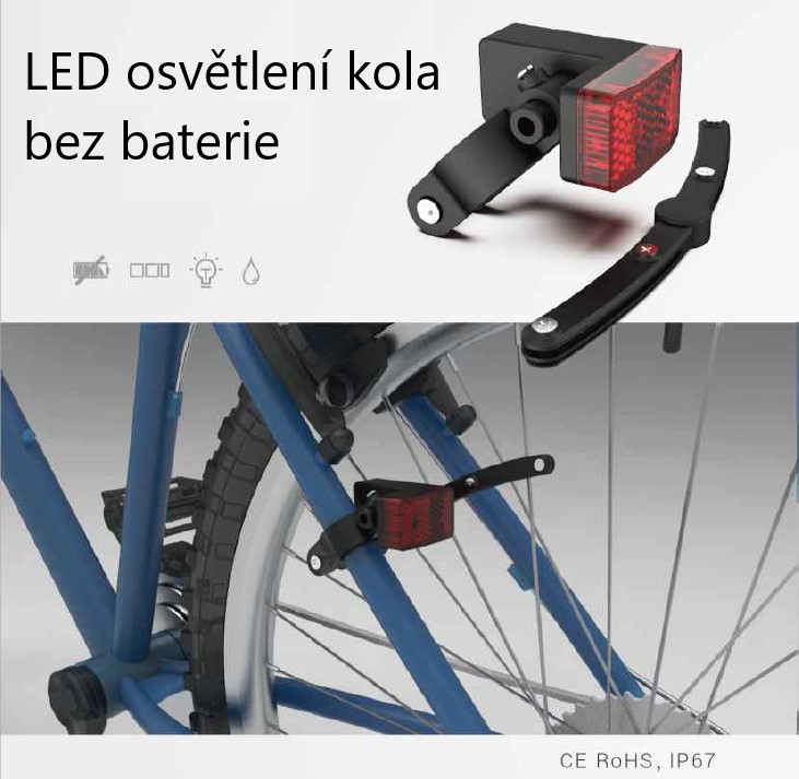 Cyklosvětlo zadní červené samonapájecí QTS01