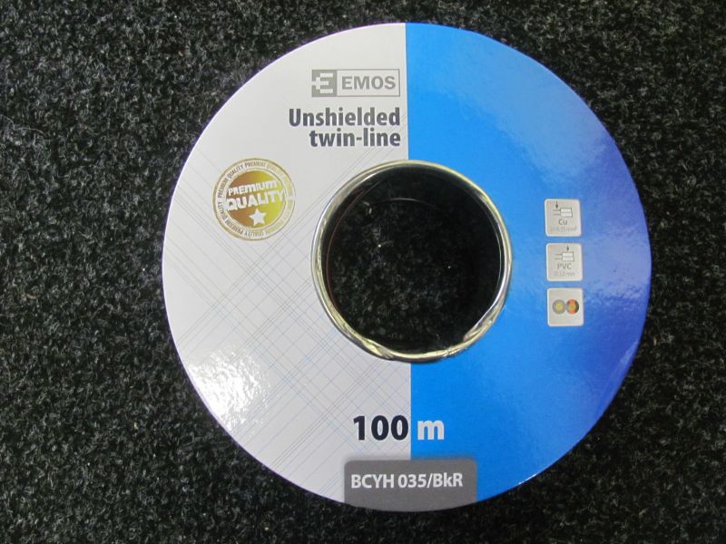 červeno-černá dvojlinka 2x0,35mm - 100m kotouč